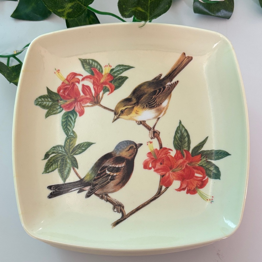 Italian Decorative Crafts Inc - Birds Melamine Plates Set Of 11 Vintage